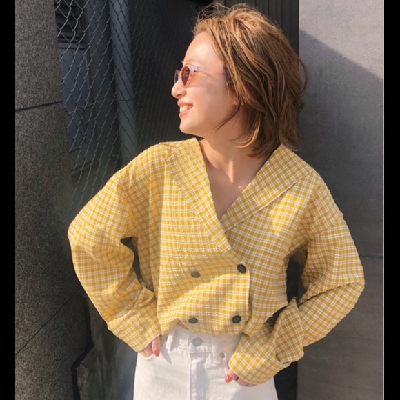 NWT Moussy Yellow Gingham Blazer One Size - Picture 1 of 9